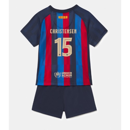 Dres Barcelona Andreas Christensen #15 Domaci za djecu 2022-23 Kratak Rukav (+ kratke hlače)